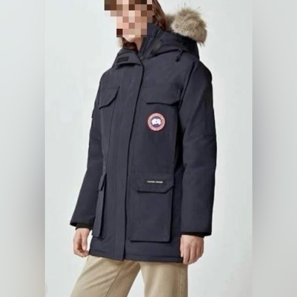 Canada Goose Dark Blue Navy Puffer Jacket Expedition with Fur Hood Unisex